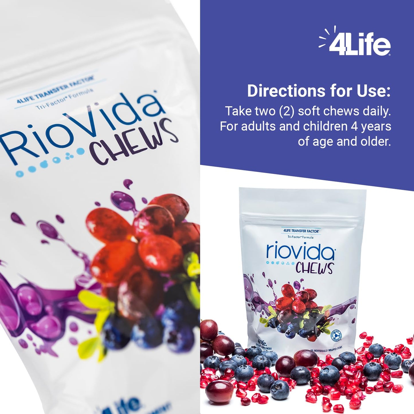 4Life RioVida Chews Berry Immune Support with Vitamin C Chewable, 30 Count