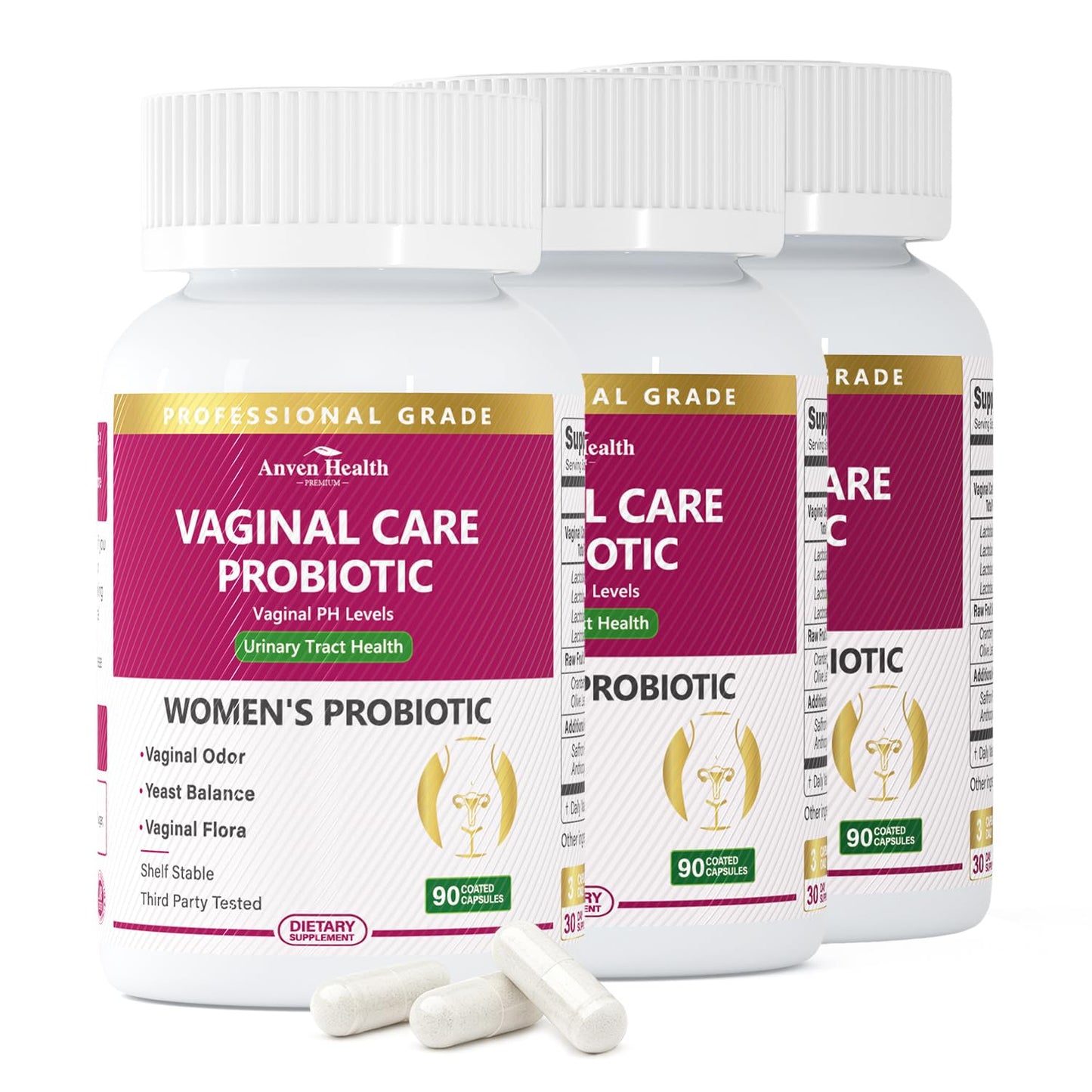 Anven Health Vaginal Probiotics for Women pH Balance with Prebiotics, 60 Billion, 270 Capsules