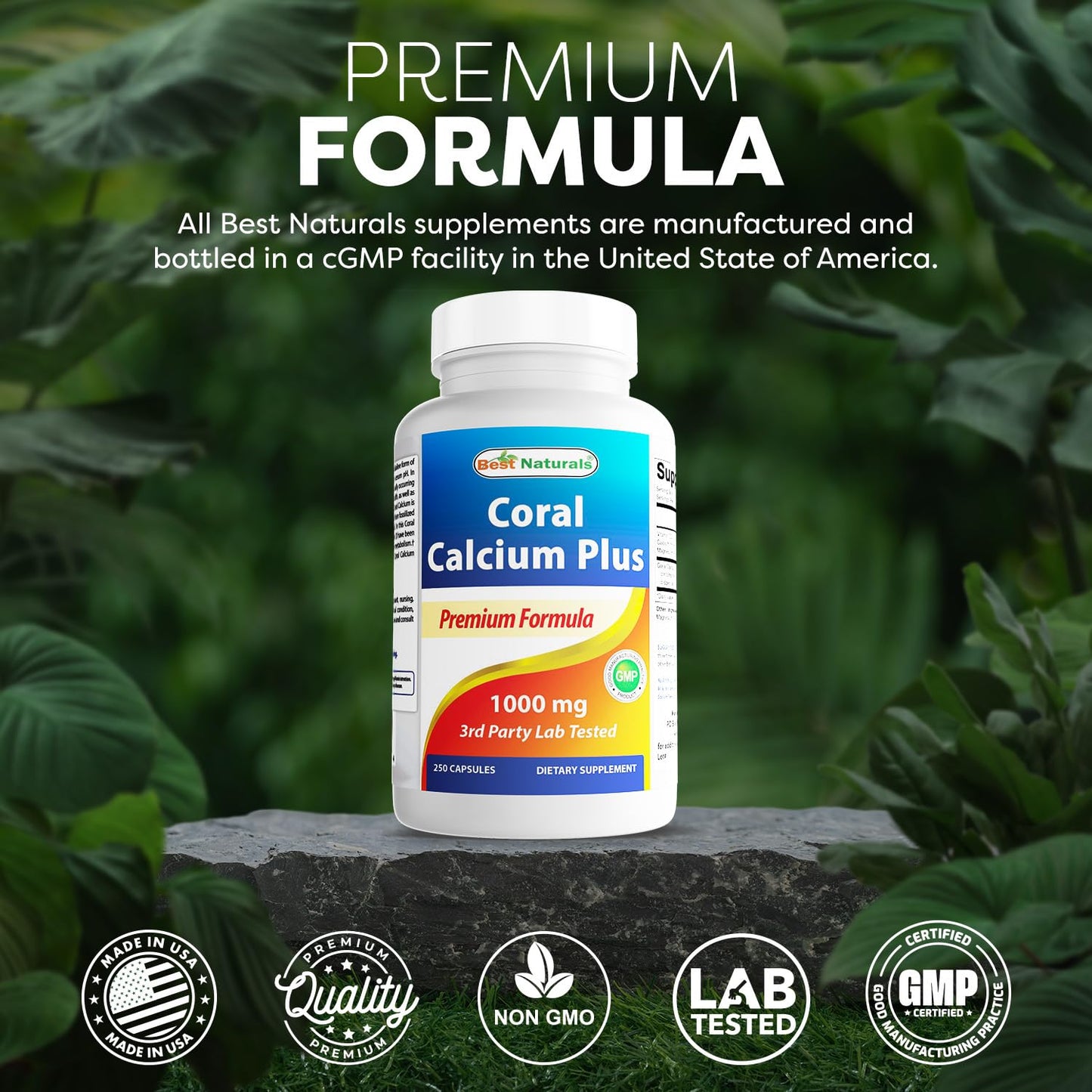 Best Naturals Coral Calcium Plus 1000 mg Capsules 250 Count