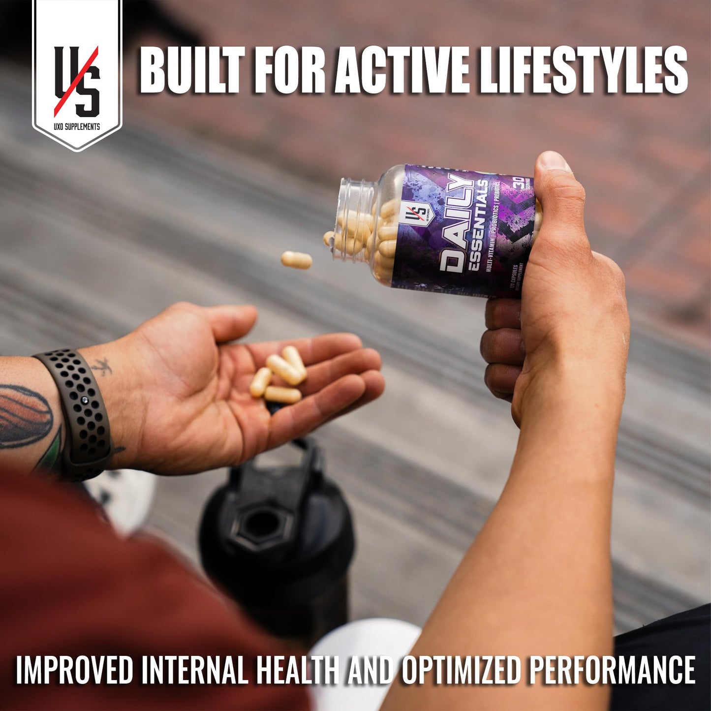 UXO Supplements Multi-Vitamin & Gut Health (All-in-One) Probiotics, Prebiotics, and Digestive Enzymes Capsule, 120 Count