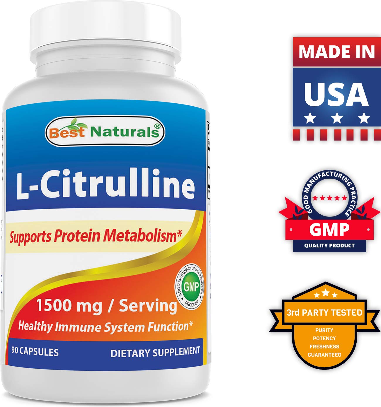 Best Naturals L-Citrulline 1500mg & L-Carnitine 1000mg Capsule, Tablet, 90 Count