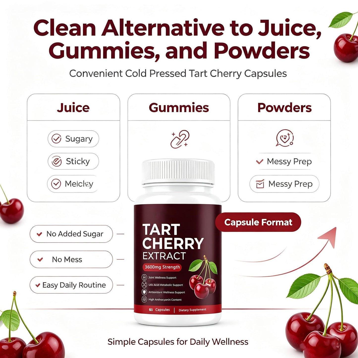 BLOUM Tart Cherry Cold Extract Capsules, 90 Count