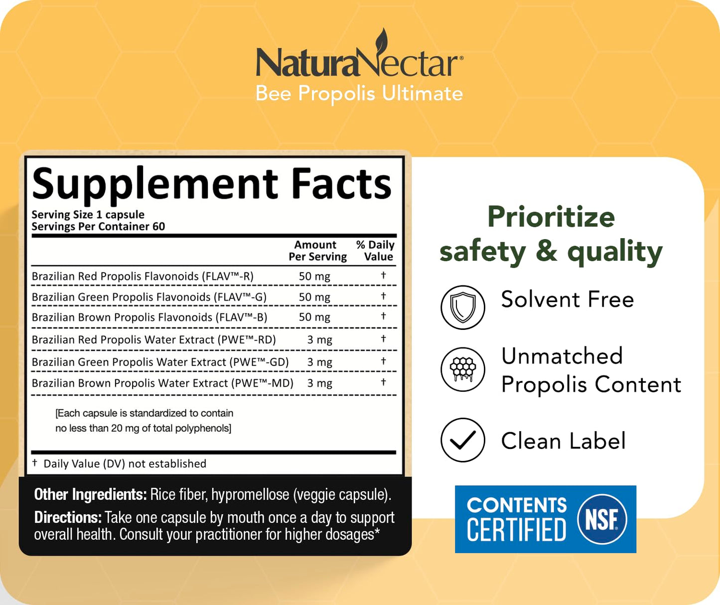NaturaNectar Ultimate Bee Propolis Capsules 60 Capsules