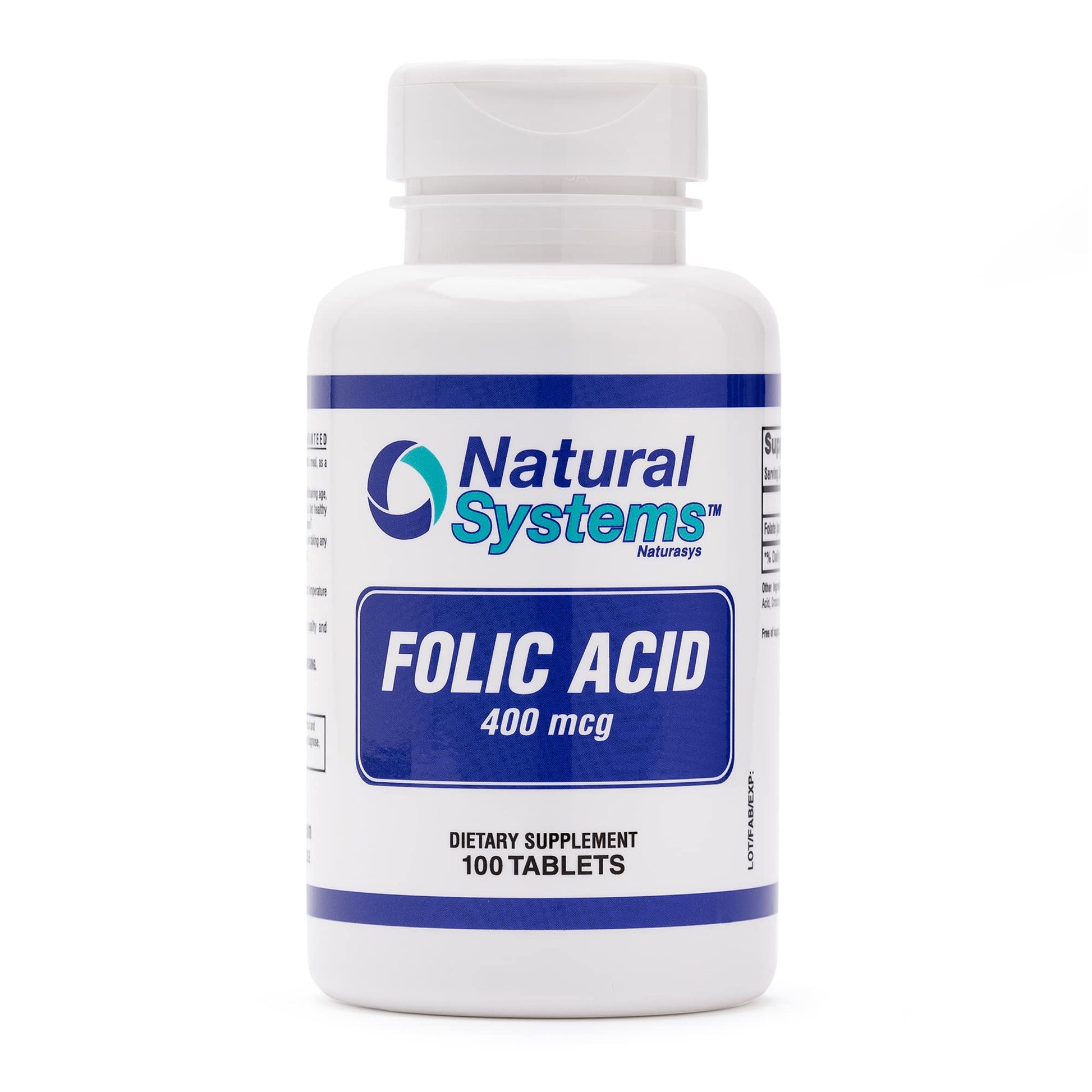 Natural Systems Naturasys Folic Acid Prenatal Supplement 400 mcg Tablet, 100 Count