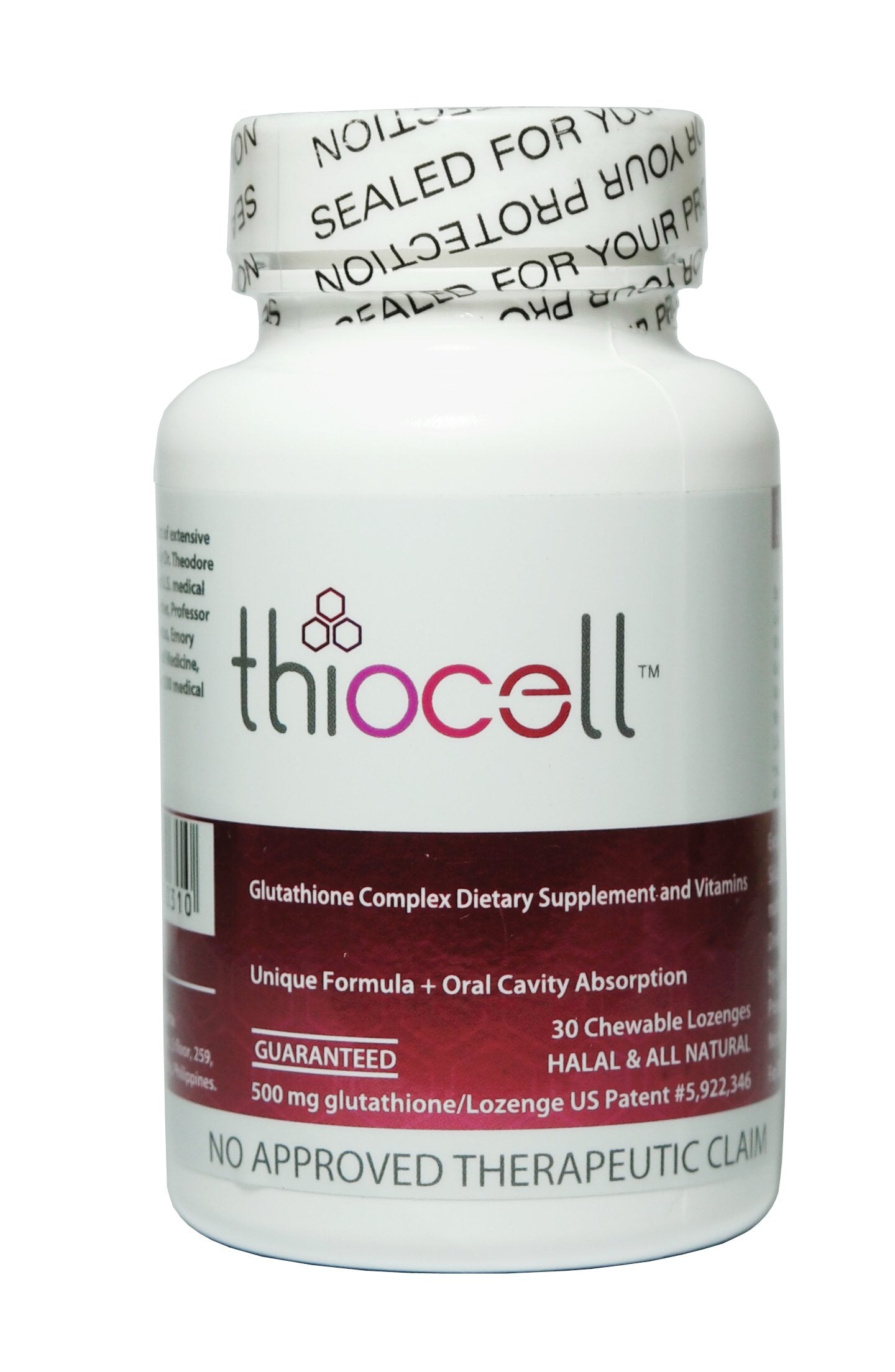 Thiocell Glutathione Complex Dietary Supplement and Vitamins Skin Whitening Chewable 30-count