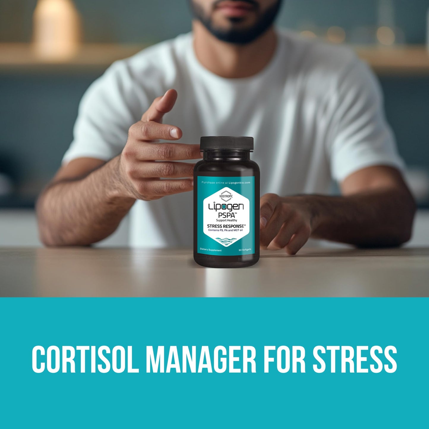 Lipogen PSPA Stress Relief Supplement and Cortisol Manager Softgels 90 Count