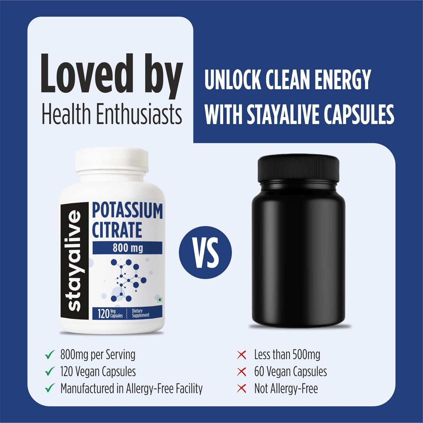 STAY ALIVE Potassium Citrate Supplement Capsule 120 Capsules