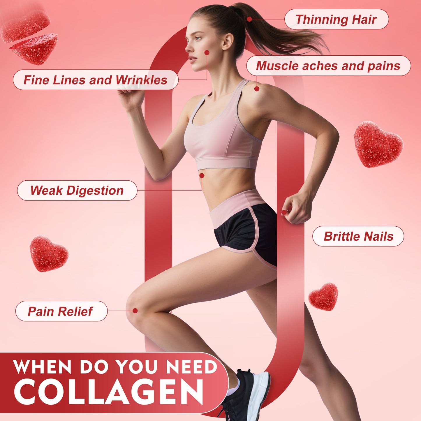 inGreens Collagen Peptides Gummies, 5000mg Hydrolyzed Marine Collagen, Sugar Free with Type I, II, III & Biotin, 90 Count