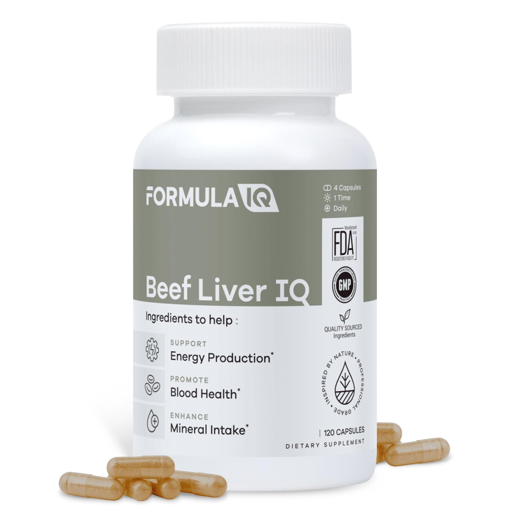 FIQ Beef Liver IQ Capsules 120 Count