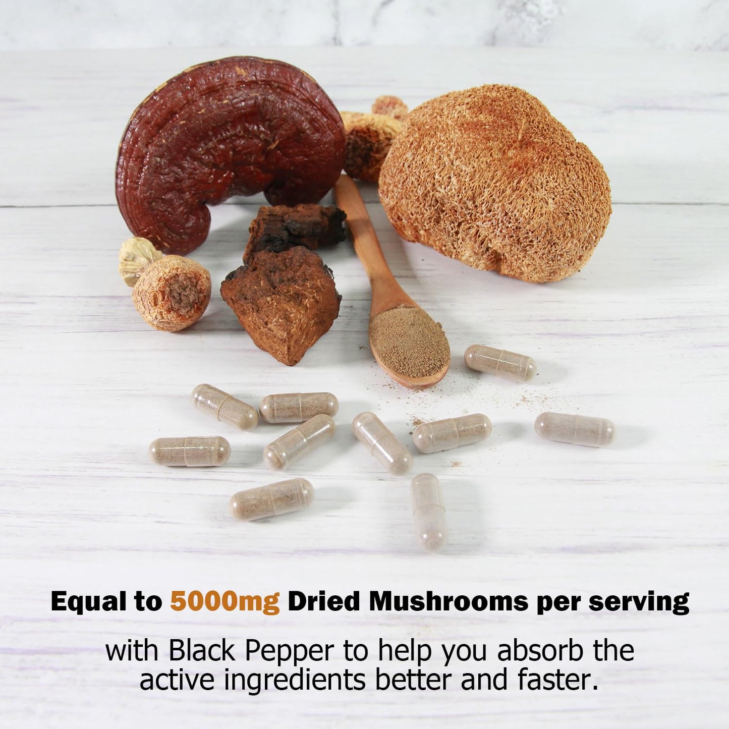 ECO-TASTE 14 Mushrooms Supplement Capsules 120 Count