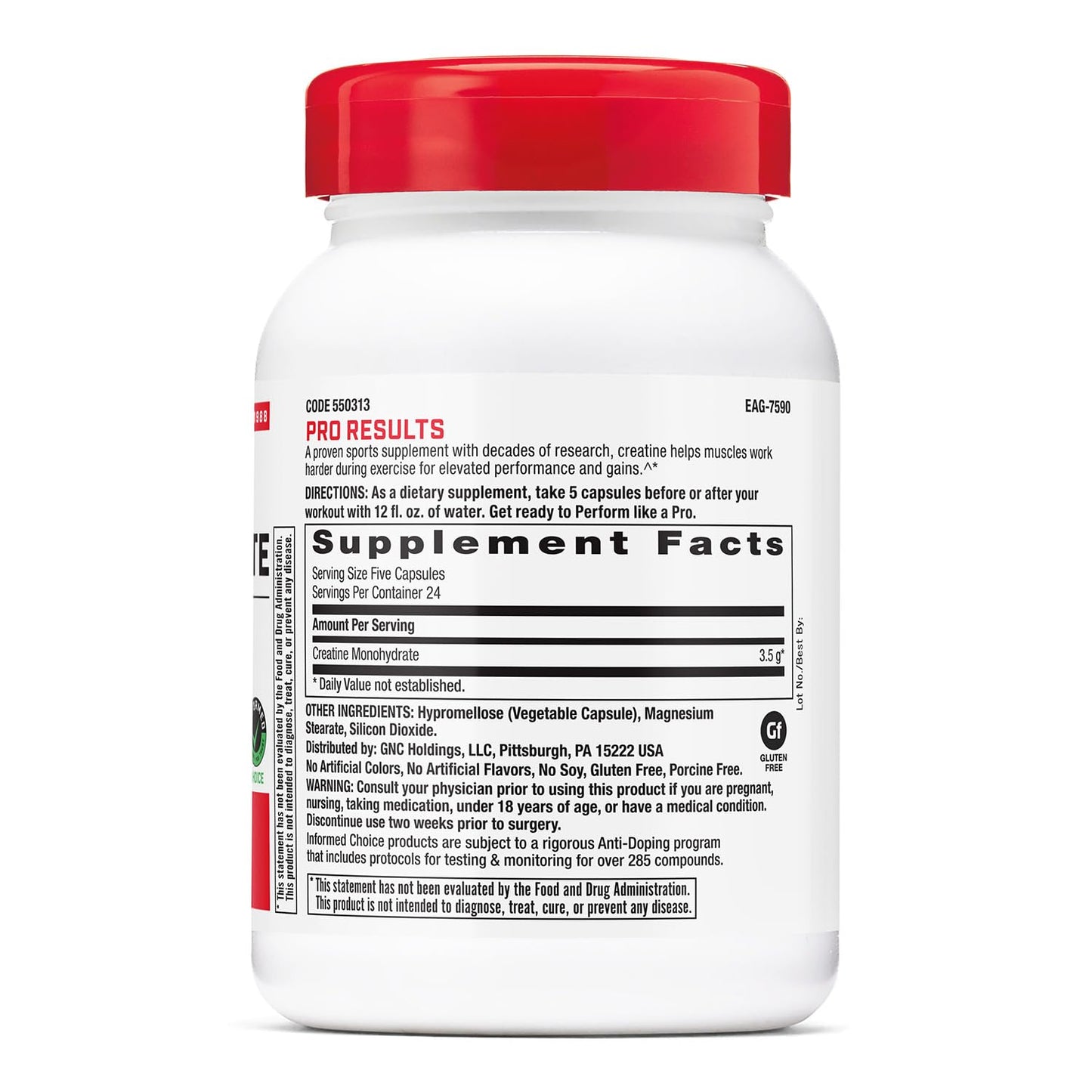 GNC Pro Performance Creatine Monohydrate 3.5g 120 Capsules