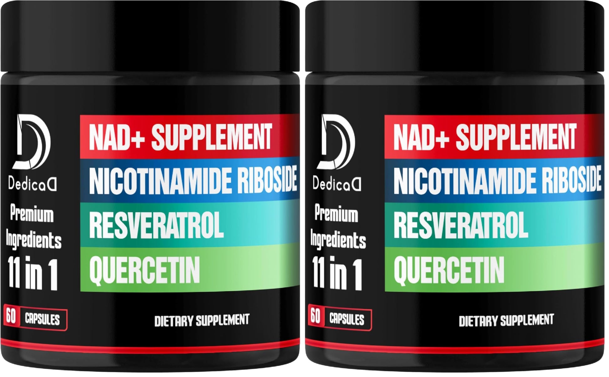 DEDICAD 11in1 NAD Supplement with Nicotinamide Riboside, Quercetin, Resveratrol and 8 More Capsules 120