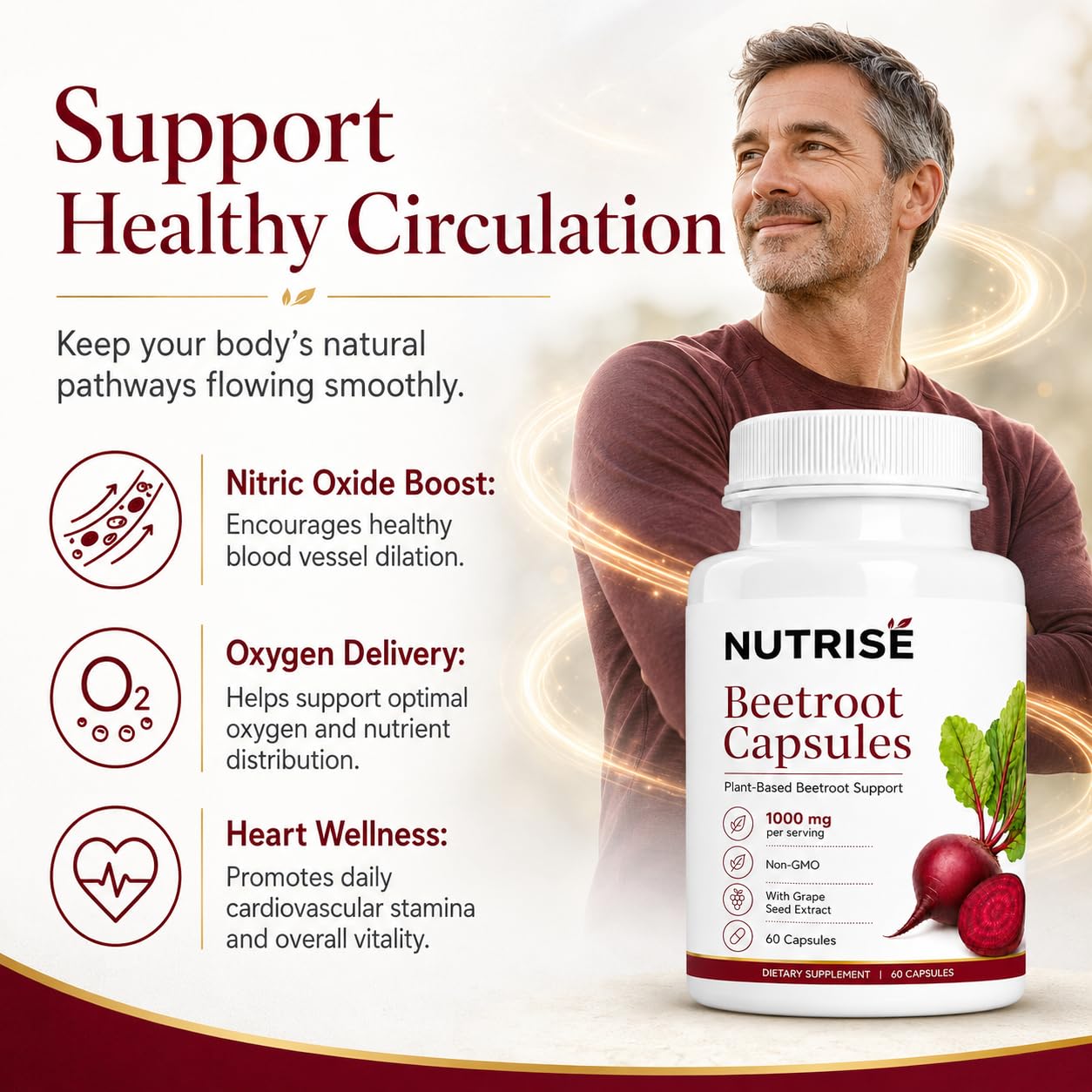 Vitalleap NUTRISE Beetroot Capsules with Grape Seed Extract, 60 Capsules