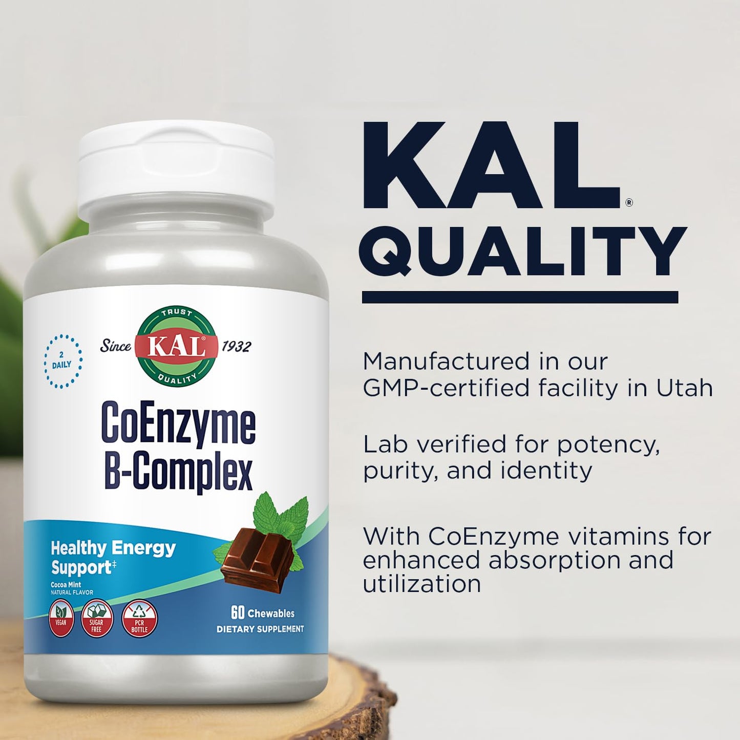 KAL CoEnzyme Vitamin B Complex Chewable, 60 Count
