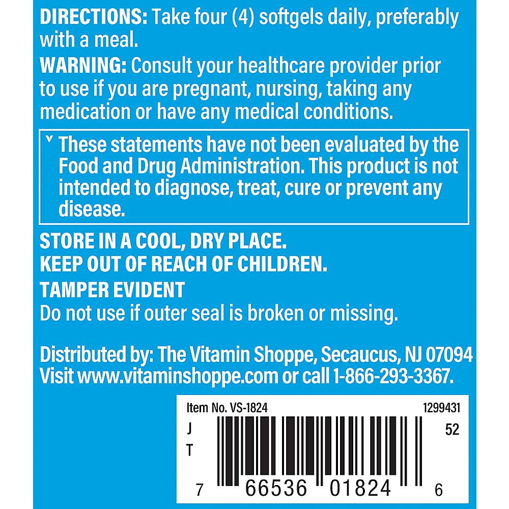 The Vitamin Shoppe Calcium 1,000MG Softgel - Bone Strength, Teeth Health & Muscle Function Support, Daily Mineral, 100 Softgels