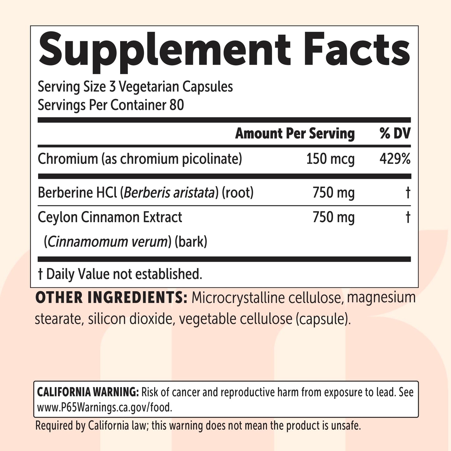 Micro Ingredients Berberine HCl with Ceylon Cinnamon 1,500 mg Per Serving Capsules 240