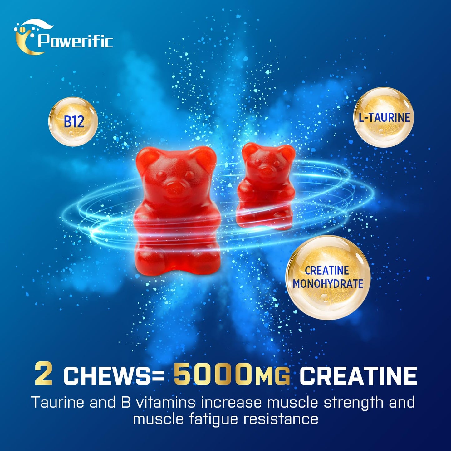 Powerific Creatine Monohydrate Gummies, 60 Count