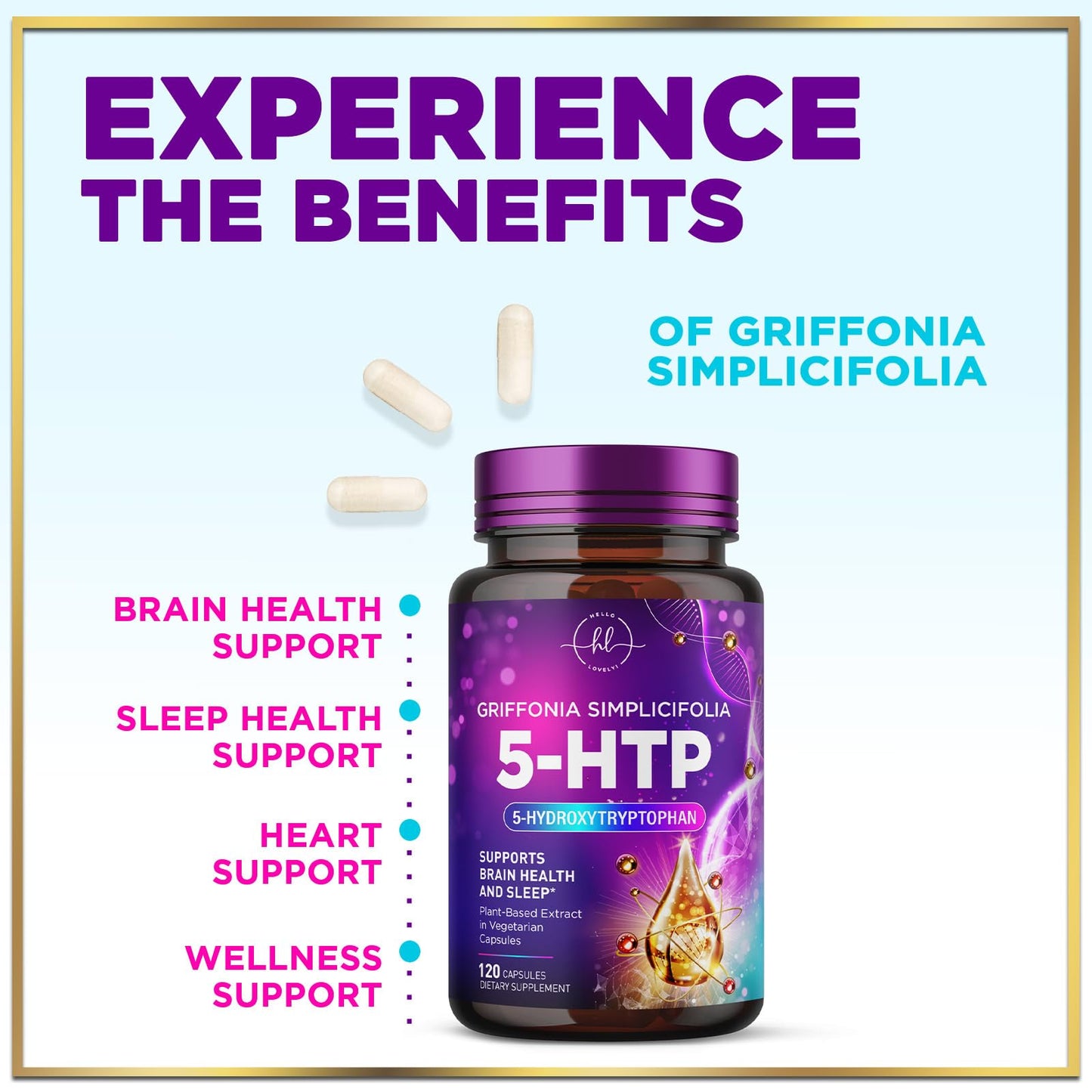 Nature's Nutrition 5-HTP Supplement Capsules - 200mg per Serving, 120 Capsules