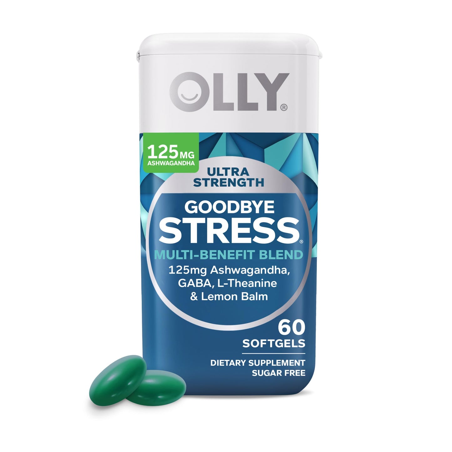 OLLY Ultra Strength Goodbye Stress Softgels & Laser Focus Gummies Brain Support Bundle, 96 Count