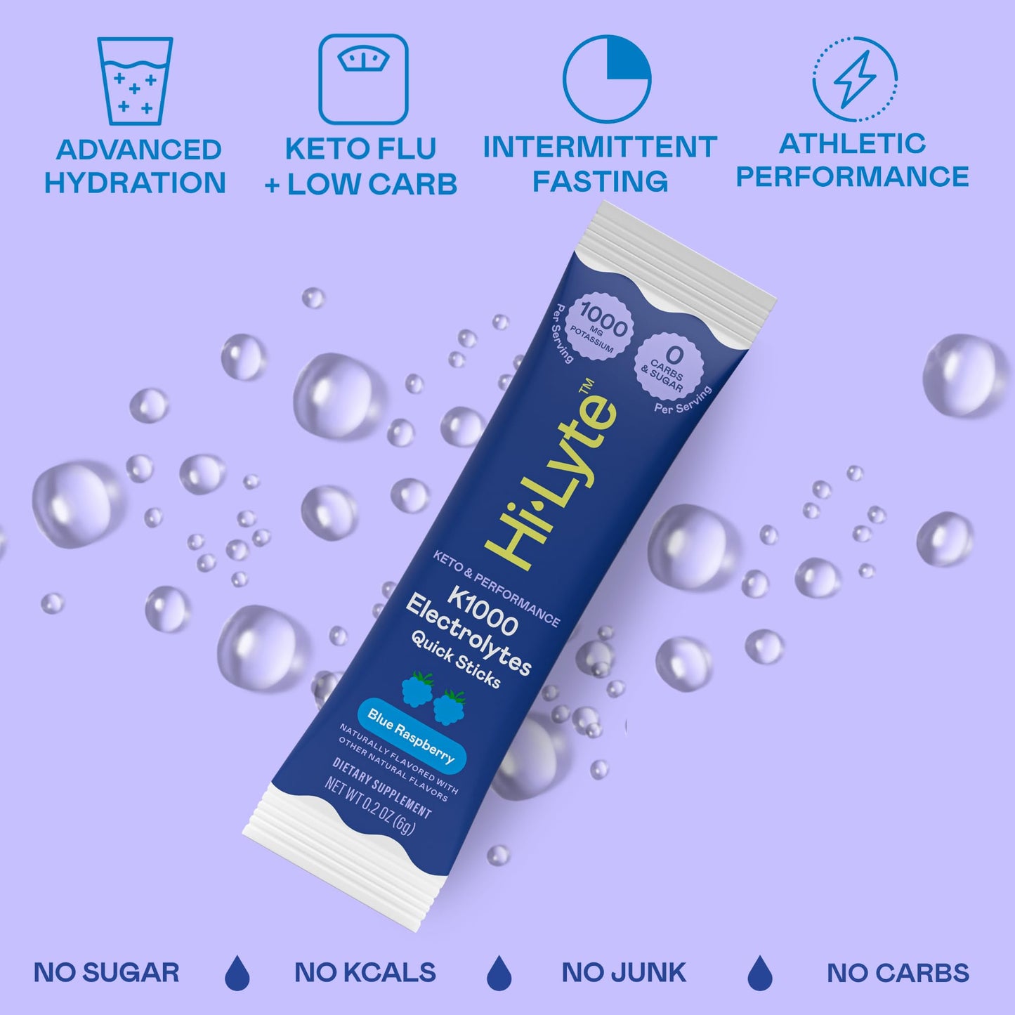 Hi-Lyte K1000 Blue Raspberry Electrolytes Powder Packets, 30 Servings