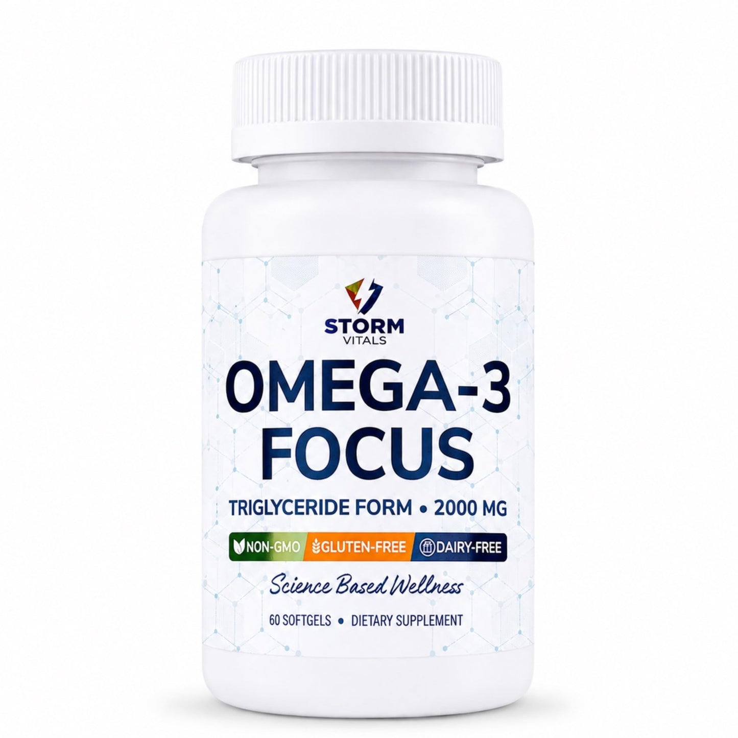 STORM VITALS Omega-3 Focus 2000mg with Nootropic Formula – Citicoline, DHA, EPA, B12, PQQ, Folate & P5P – Triglyceride Form Omega 3 Softgels 60