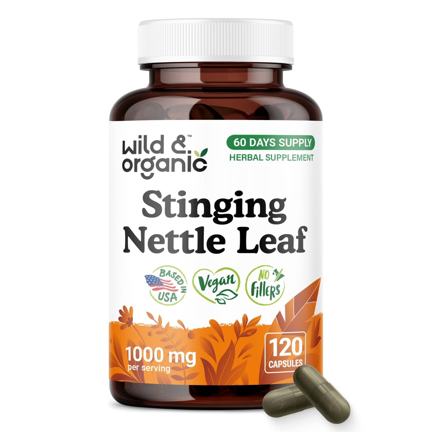 Wild & Organic Stinging Nettle Capsules 120 Count