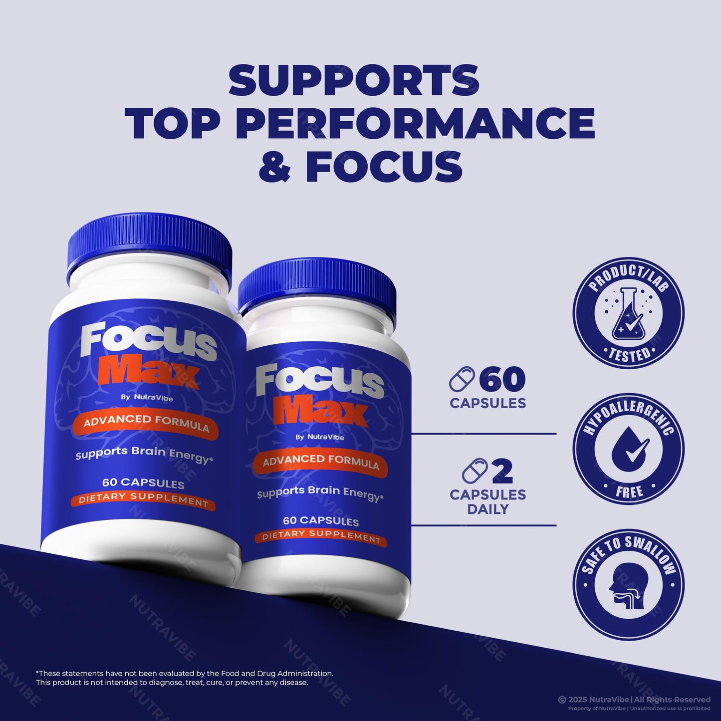 NutraVibe Focus Max Capsules, 60 Count