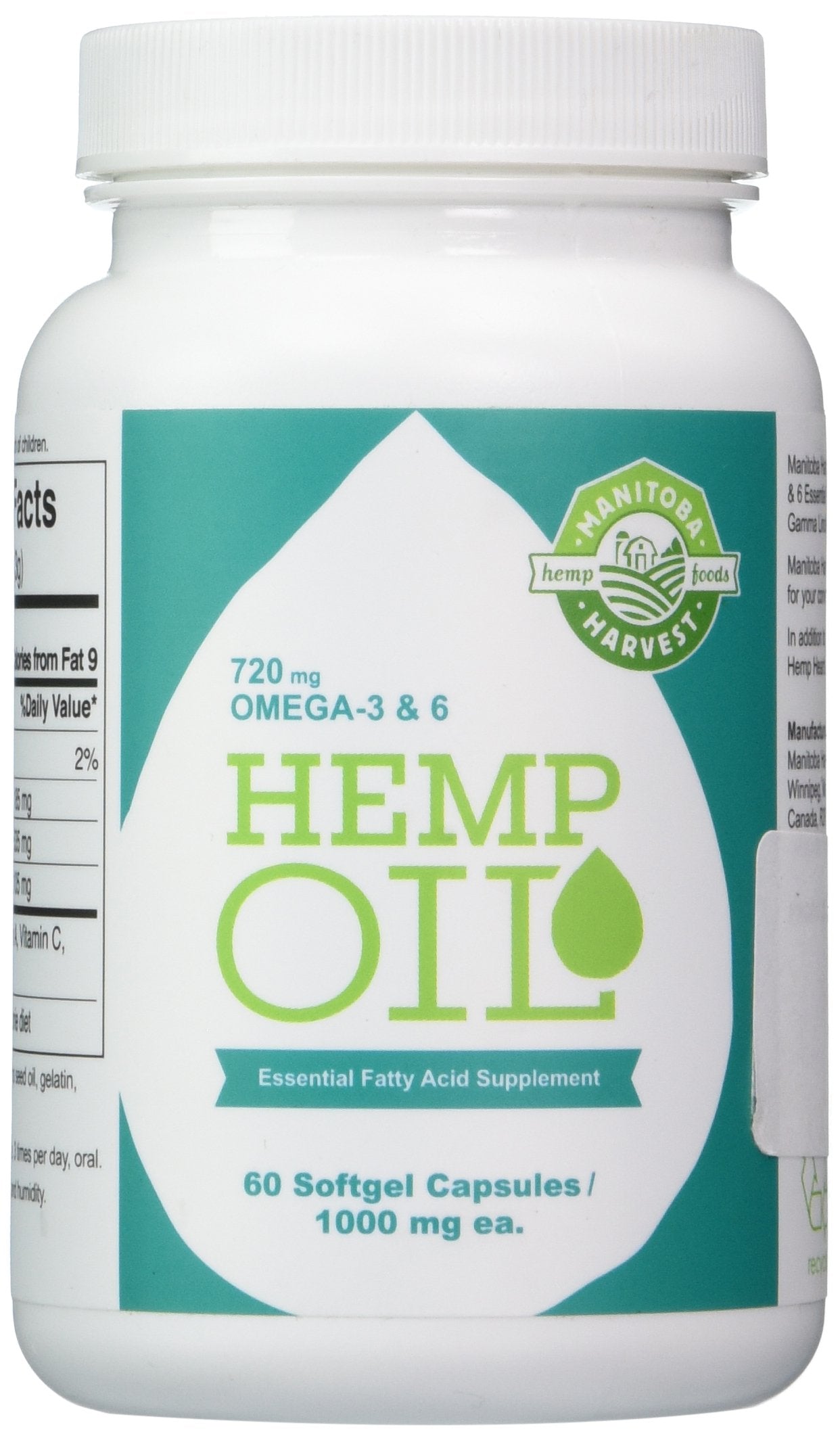 Manitoba Harvest Hemp Oil Essential Fatty Acid Supplement 1000 mg Capsule 120