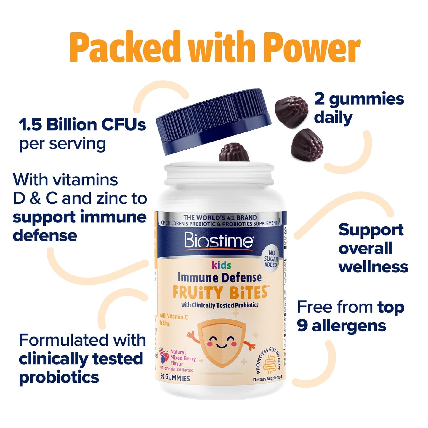 Biostime Kids Immune Support Gummies, 60 Count