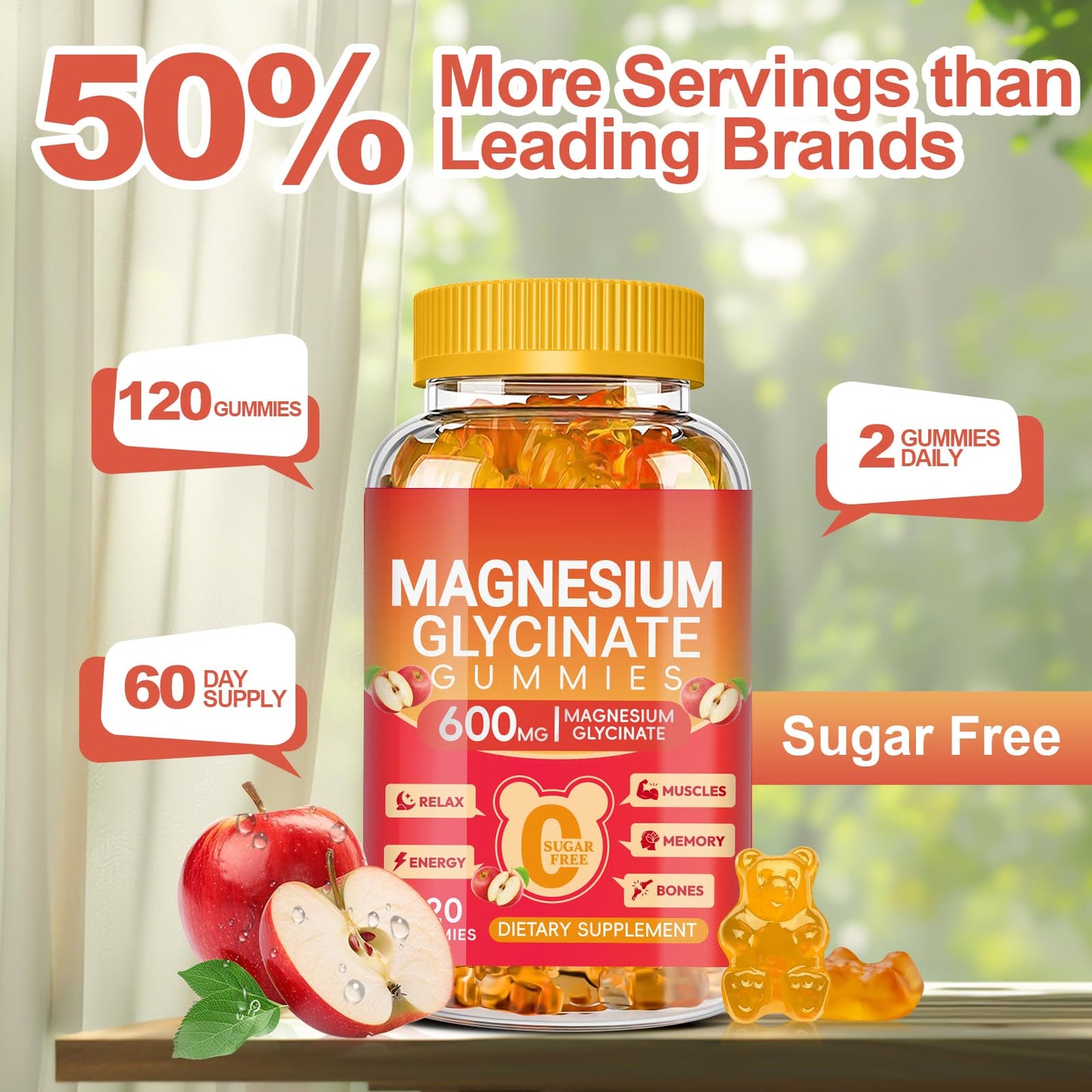 Cytona Magnesium Glycinate Gummies 600mg High Absorption, 120 Count
