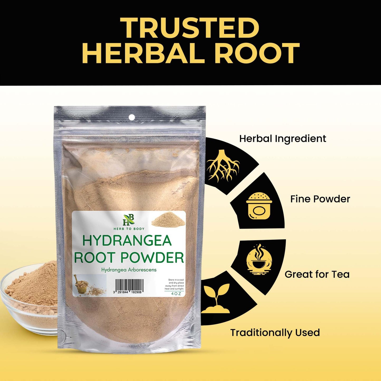 Herb To Body Hydrangea Root Powder, 4 oz