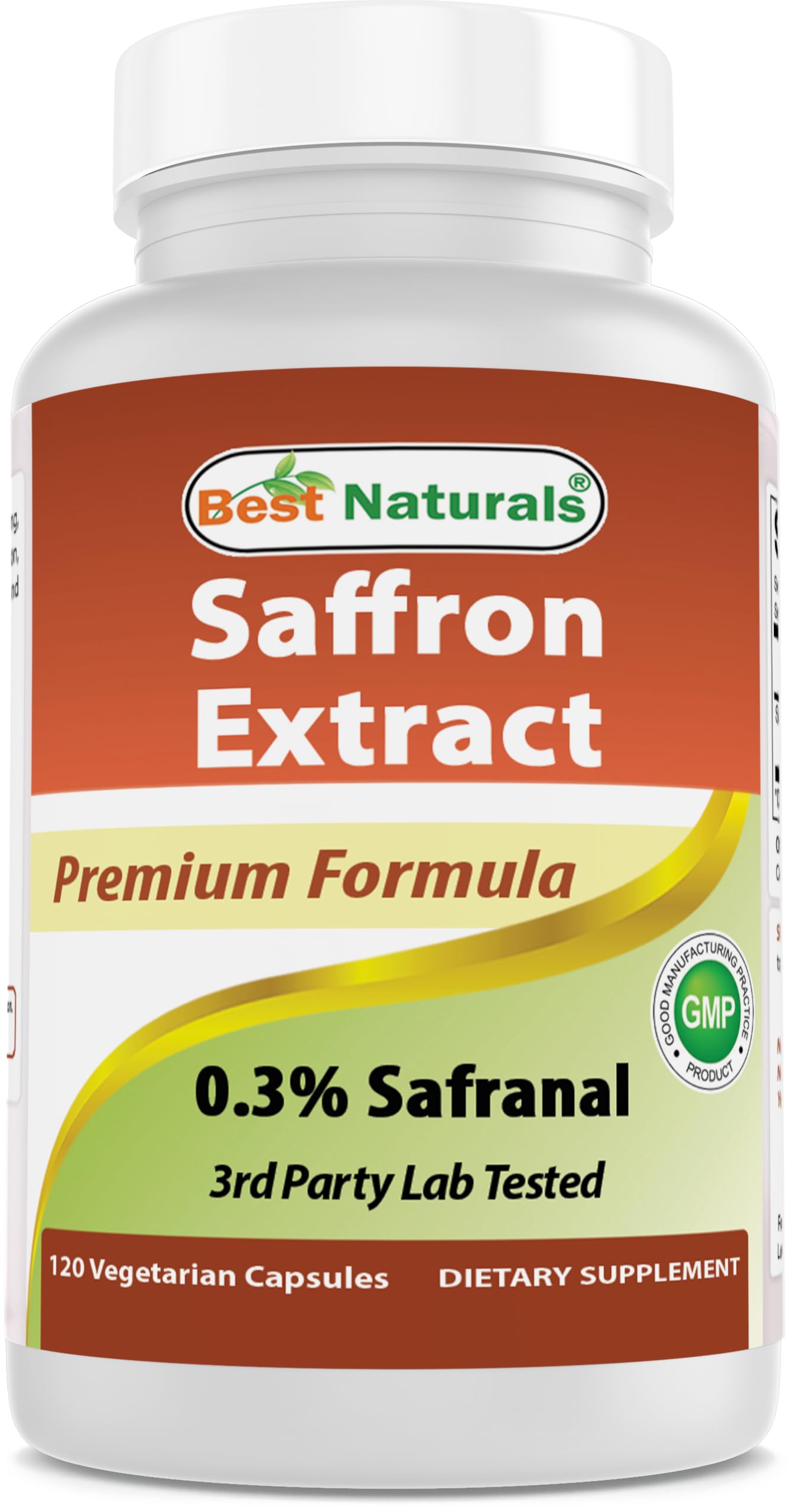 Best Naturals Saffron Extract 88.5 mg - 0.3% Safranal Capsules, 120 Count