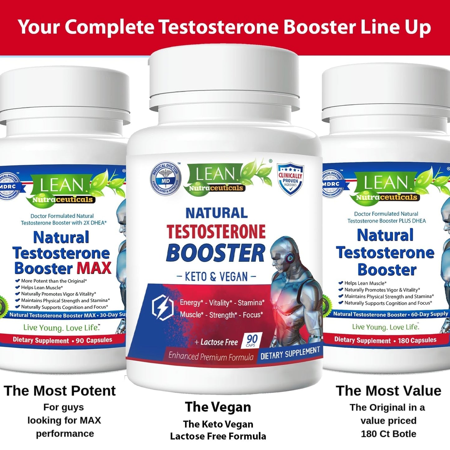 LEAN Nutraceuticals Testosterone Booster for Men Tongkat Ali DHEA Boron L-Arginine Horny Goat Weed Zinc Male Enhancing Supplement Max Libido Muscle Builder Workout Energy Pill with Tribulus Terrestris Maca Root Capsule 90 Count