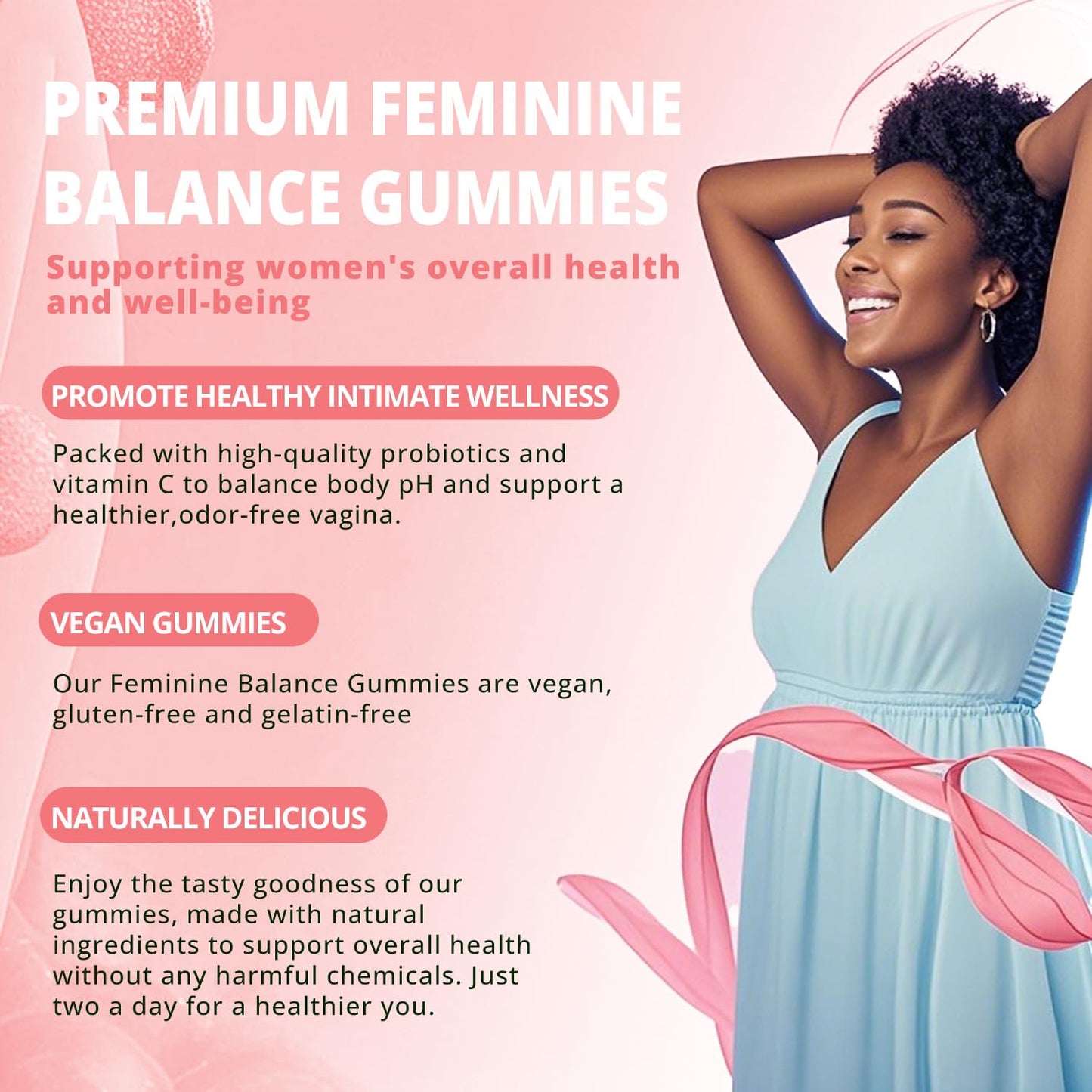Nature Aurora Feminine Balance Gummies, Vaginal Probiotics for Women, Hawaiian Pineapple 60 Gummies