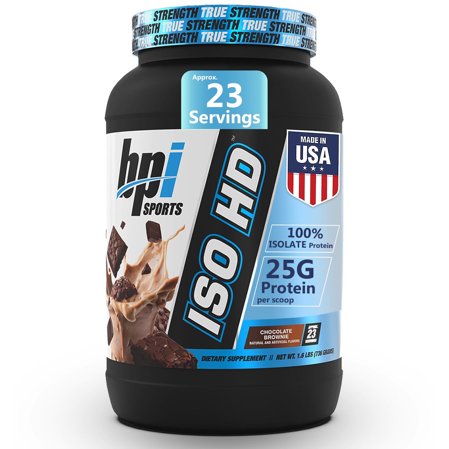 BPI Sports ISO HD Isolate Protein Powder – 100% Whey Isolate, Chocolate Brownie, 1.6 lb
