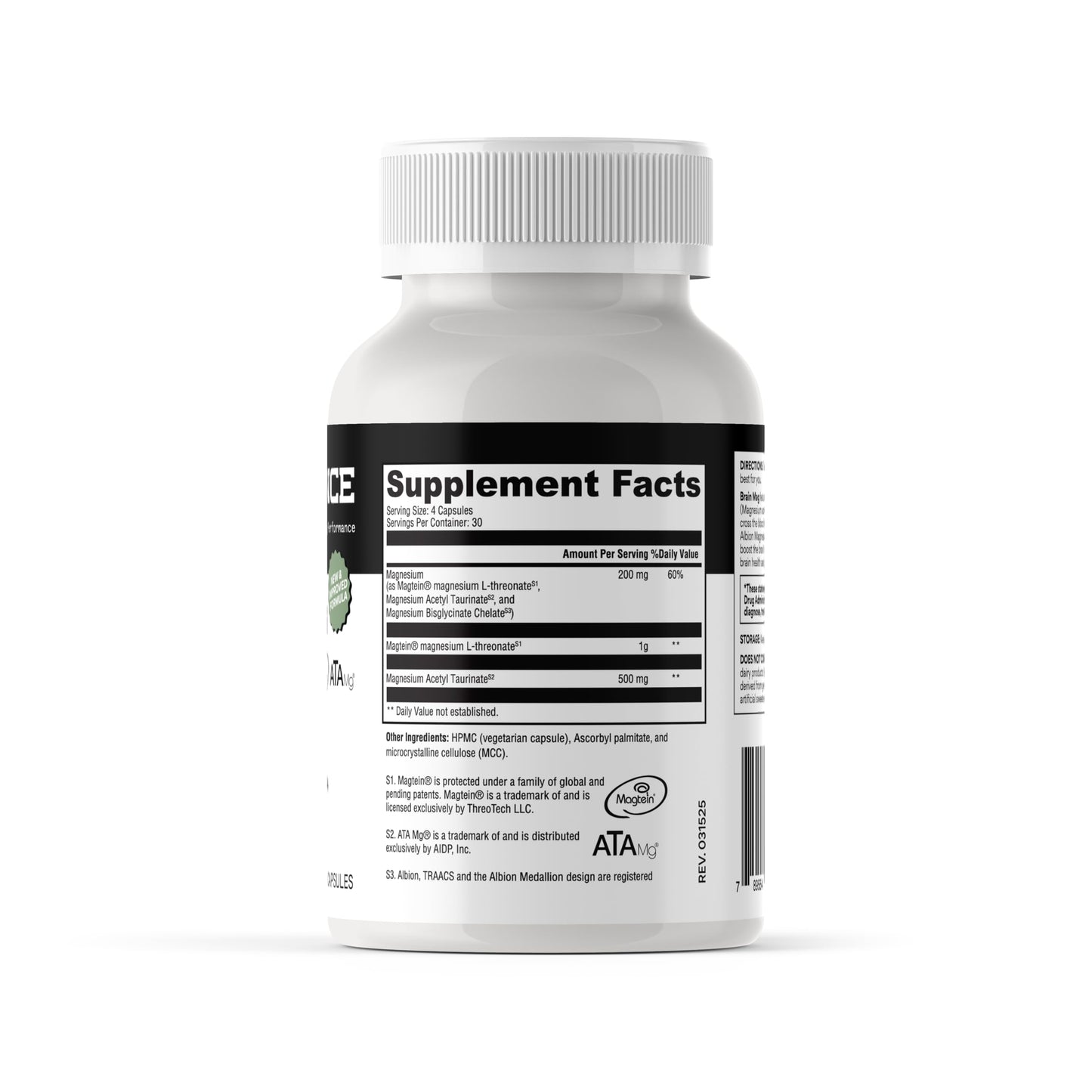 MYOXCIENCE Magnesium L-Threonate + Mag Acetyl-Taurate + Mag Glycinate, 120 Capsules