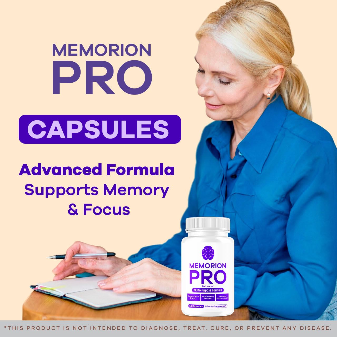 LIVORKA Memorion Pro Multipurpose Capsules Official Memorion Pro Daily Support Brain Health Supplement Pills Advanced Formula MemorionPro Premium Brain & Memory Focus, 300 Capsules