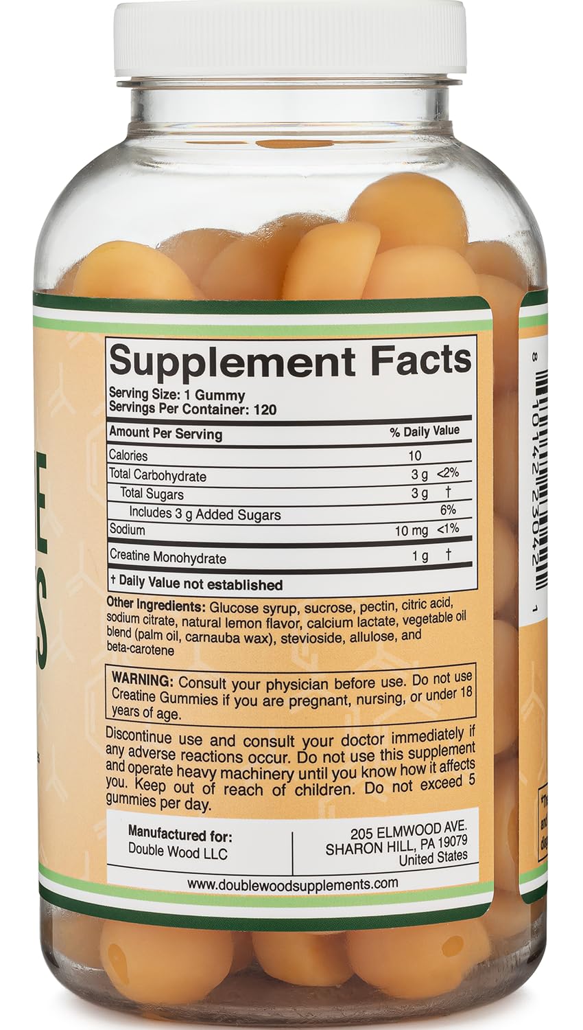 Double Wood Supplements Creatine Monohydrate Gummies 120 Count