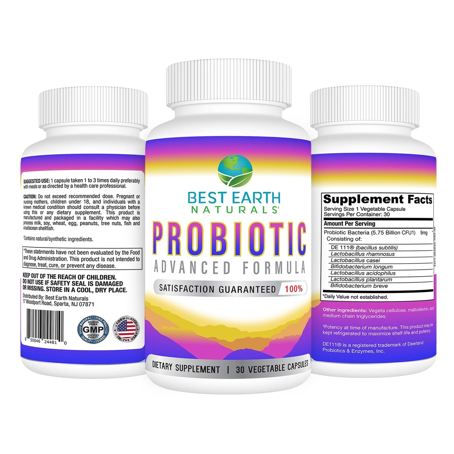 Best Earth Naturals Probiotics Advanced Formula for Women and Men with 5.75 Billion CFU, 30 Capsules