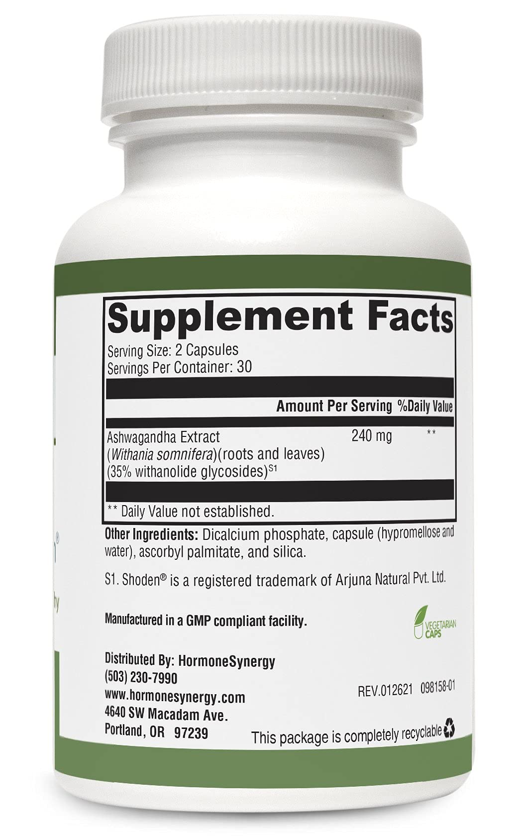 HormoneSynergy RetzlerRx Ashwagandha with Shoden Capsules, 60 Capsules