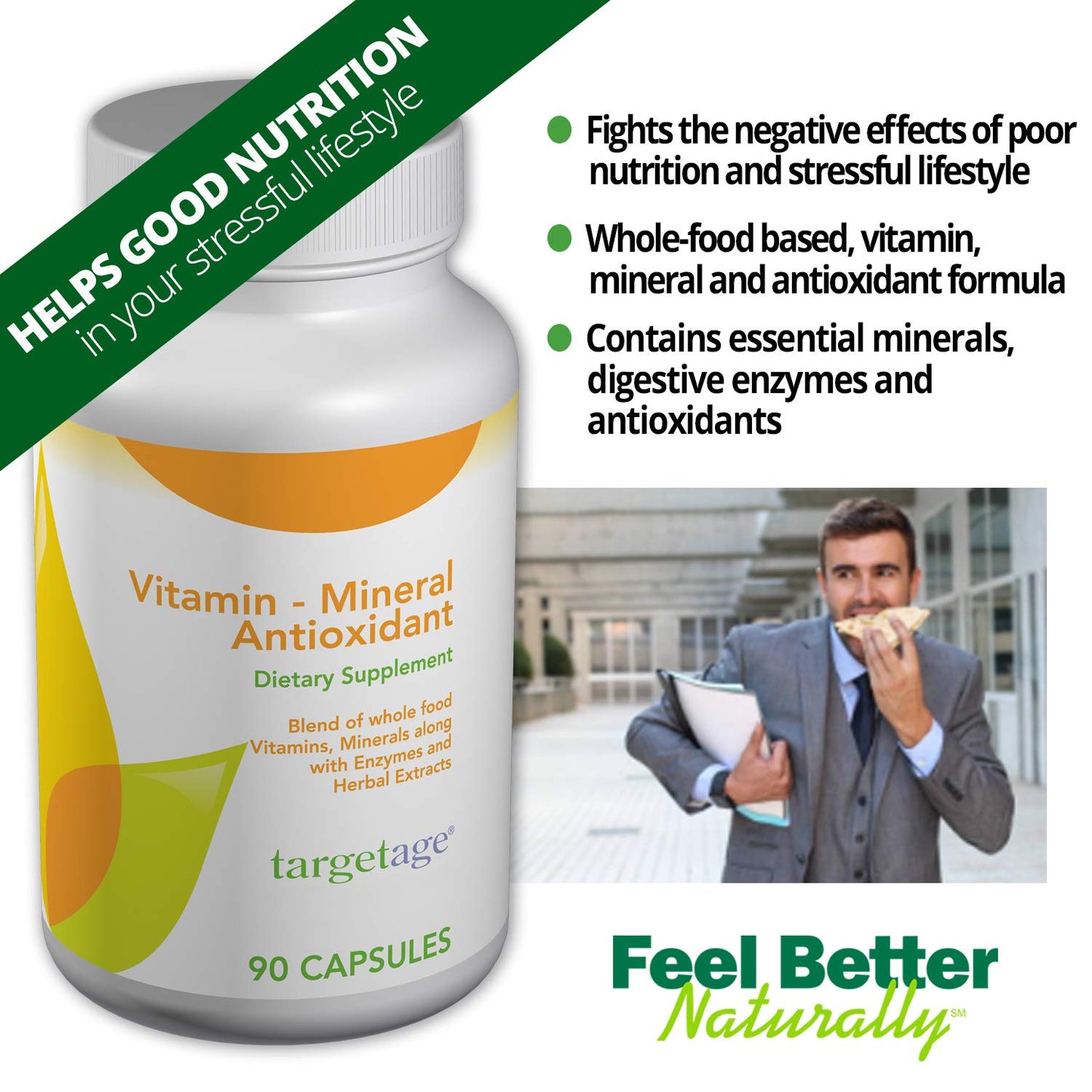 Targetage Vitamin Mineral Antioxidant Supplement - Essential Vitamins & Minerals 90 Capsules