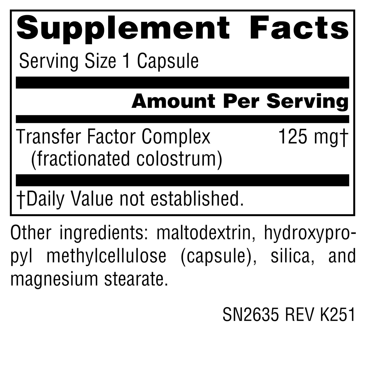 Source Naturals Wellness Transfer Factor 125 mg Capsule, 60 Capsules