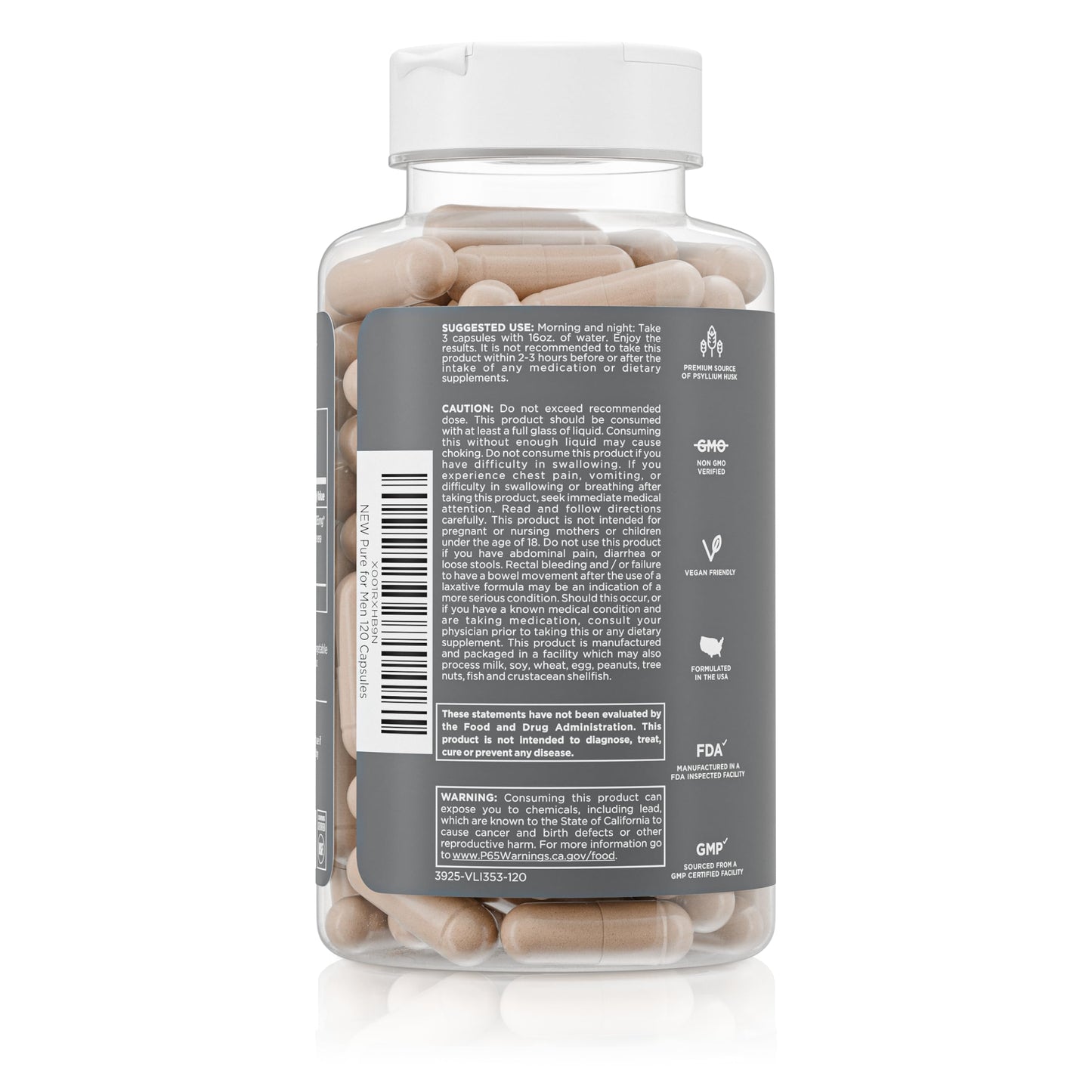 Pure for Men Stay Ready Fiber Supplement Capsules 120