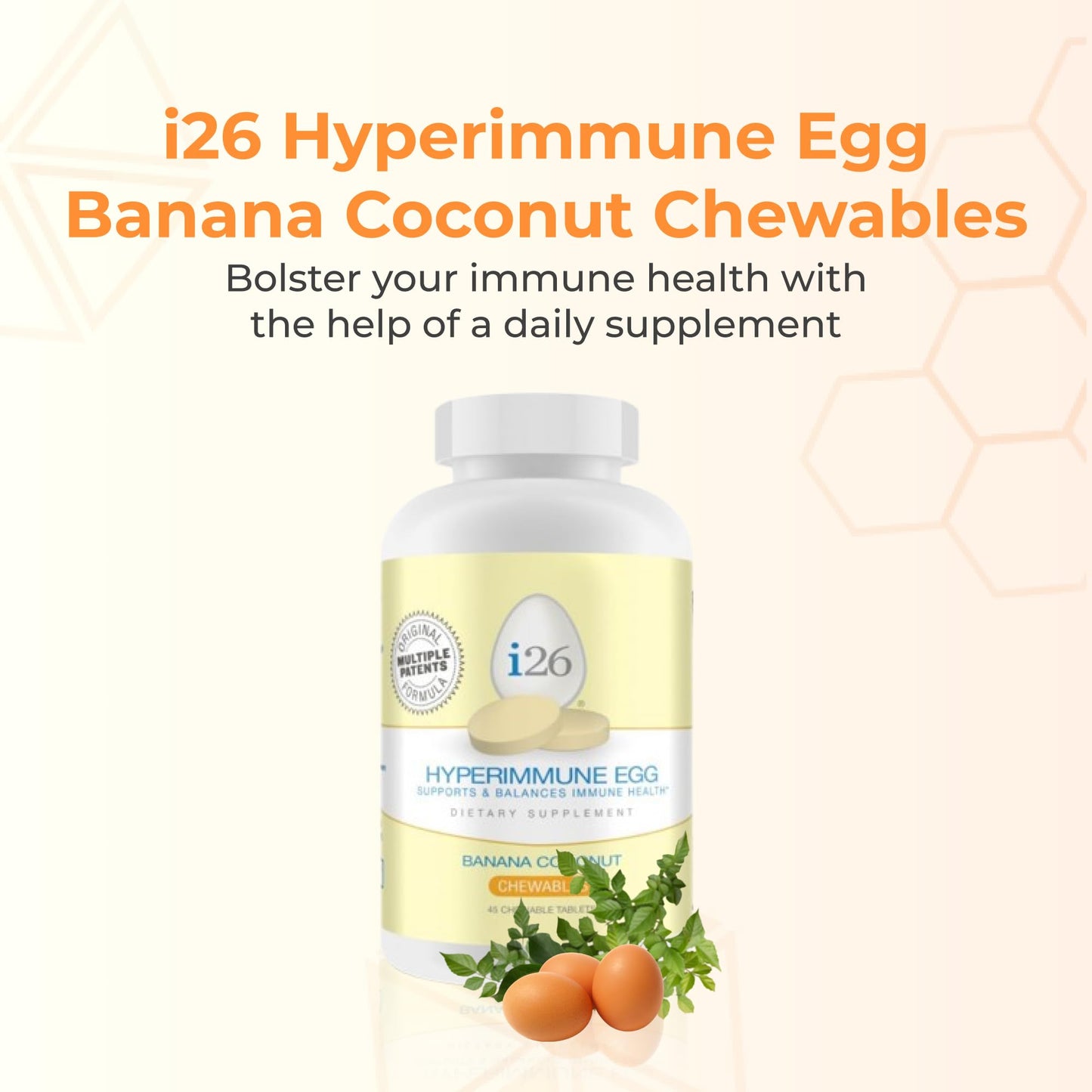 Youngevity i26 Hyperimmune Egg IgY Max Banana Coconut Chewable, 45 Chewable Tablets