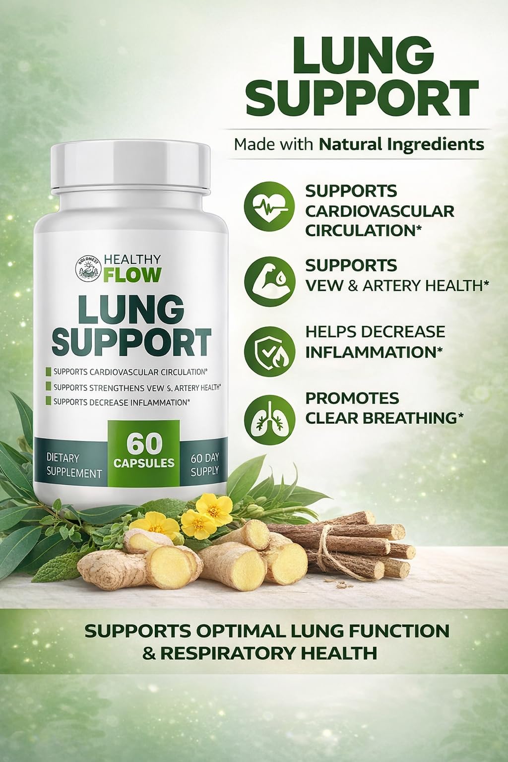 BOLDNEST Healthy Flow Lung Support Capsules 60 Count