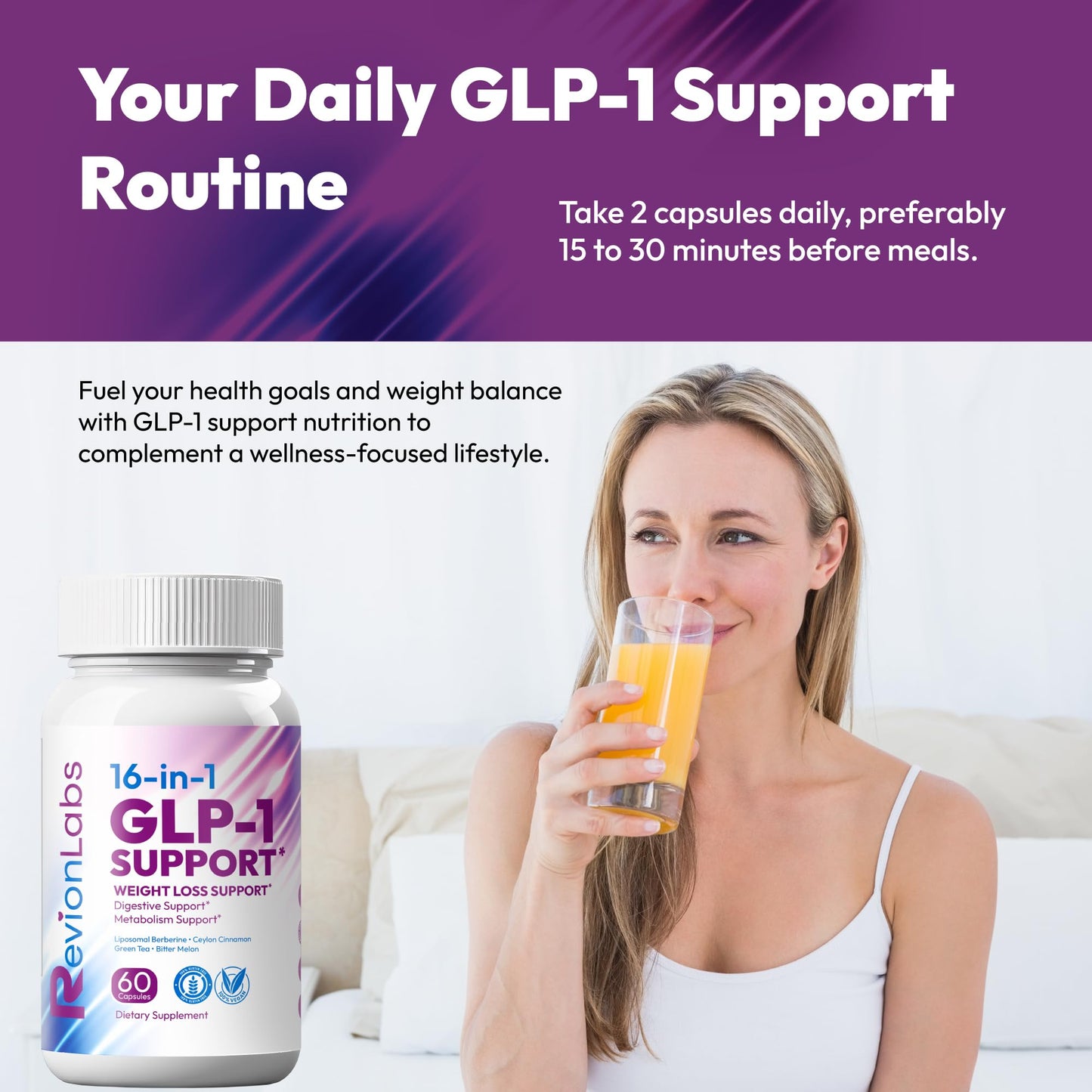 Revion LABS GLP-1 Support Weight Loss Supplement Capsule 60 Count