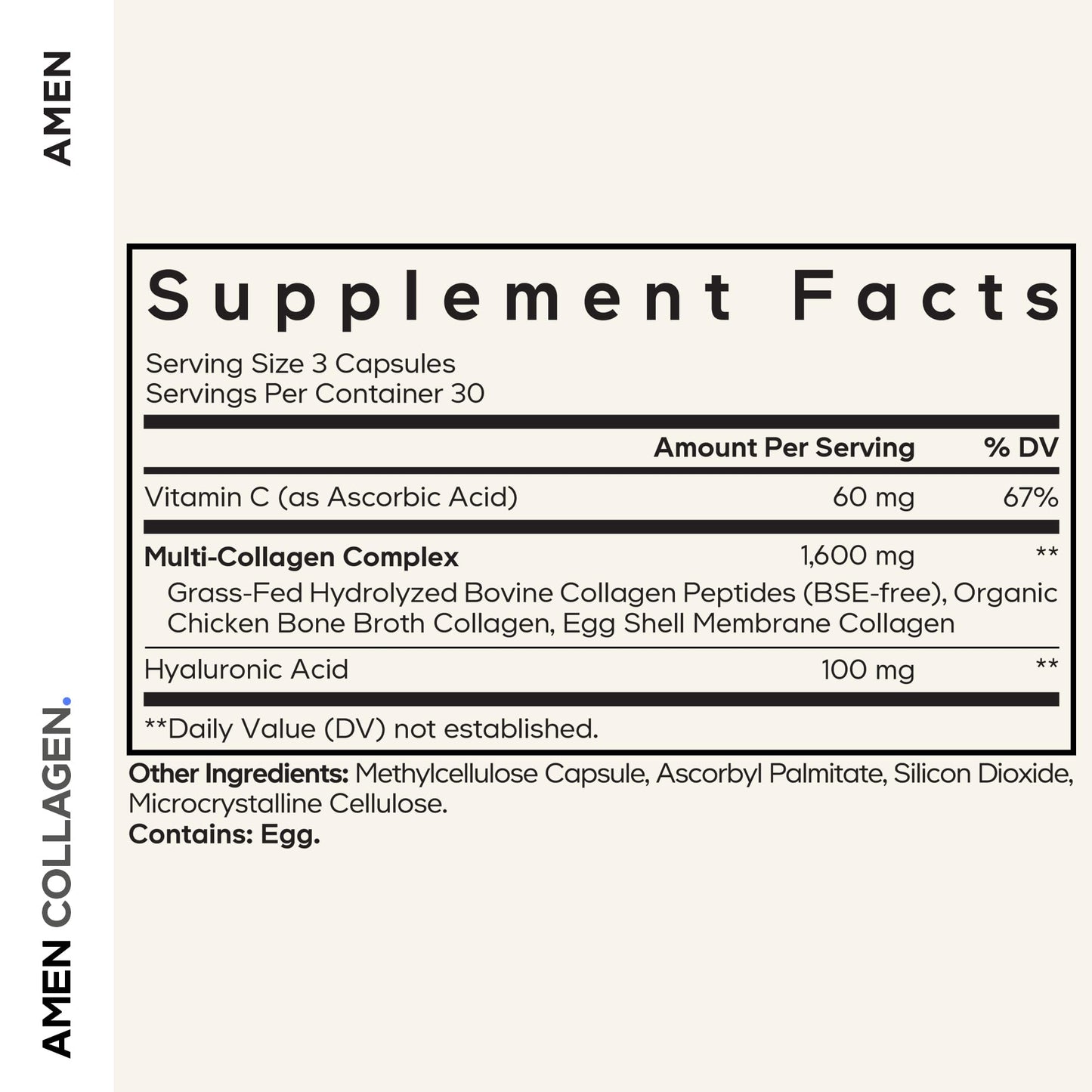 Amen Multi Collagen Peptides Capsules 90 Count