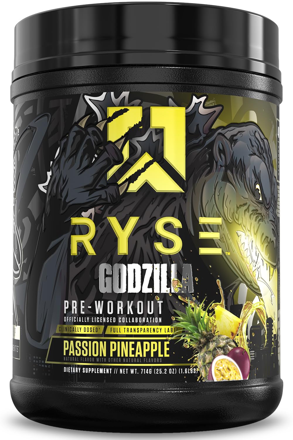 RYSE Up Supplements Godzilla X Noel Deyzel Pre Workout Powder Passion Pineapple 25.2 oz