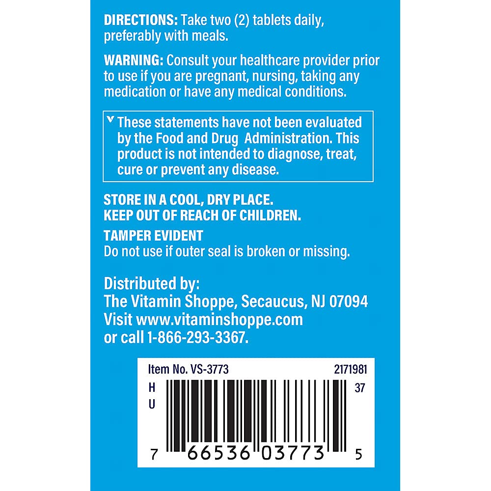 The Vitamin Shoppe Calcium Magnesium Zinc with Vitamin D3, 100 Tablets