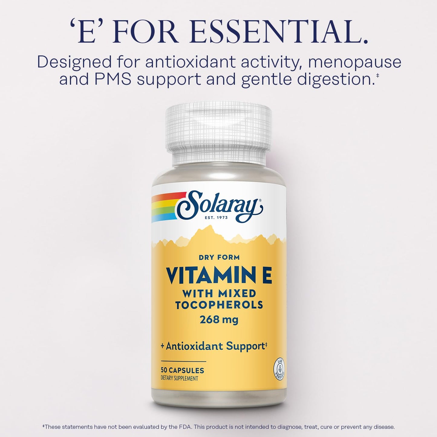 SOLARAY Vitamin E 400 IU (268 mg) Dry Form with Mixed Tocopherols Capsule 50 Capsules